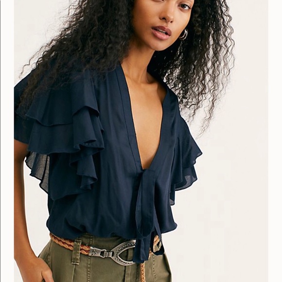 Free People Tops - Free People  Call Me Later Ruffle Body Suit